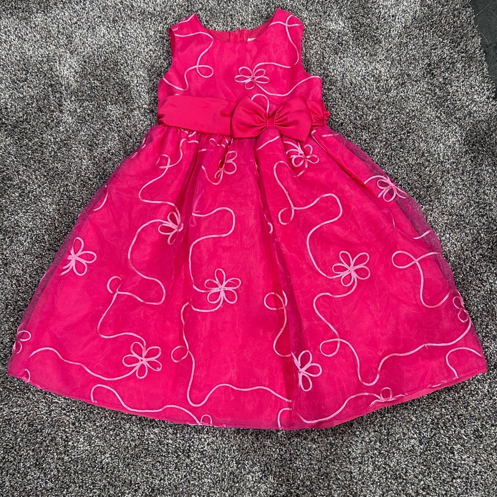 Elegant Pink Floral Kids Formal Dress